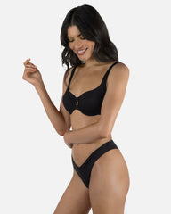 Solid V Front Skimpy - Black