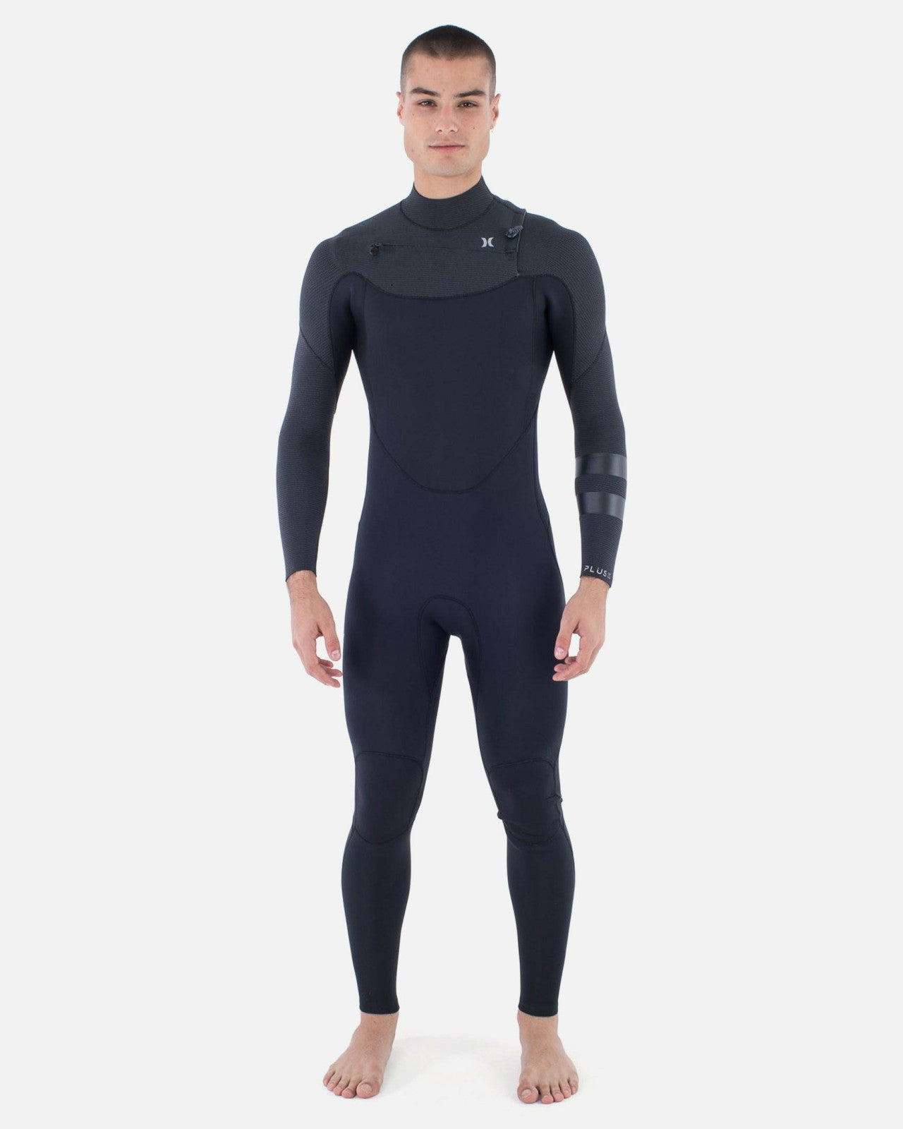Mens Plus Sleeve Texture 4/3mm Fullsuit - Black
