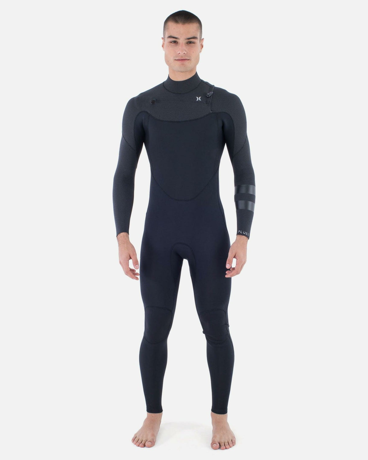 Mens Plus Sleeve Texture 4/3mm Fullsuit - Black