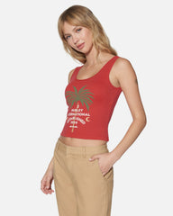 Honolulu Scoop Crop Tank - Rococco Red