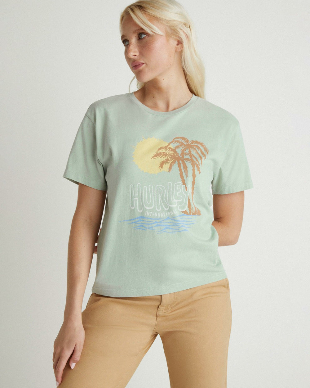 Sun Palm Classic Tee - Aqua Gray