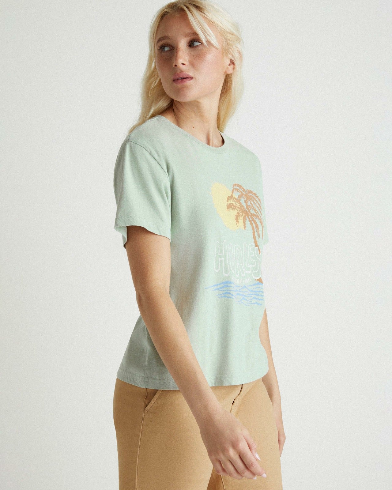 Sun Palm Classic Tee - Aqua Gray