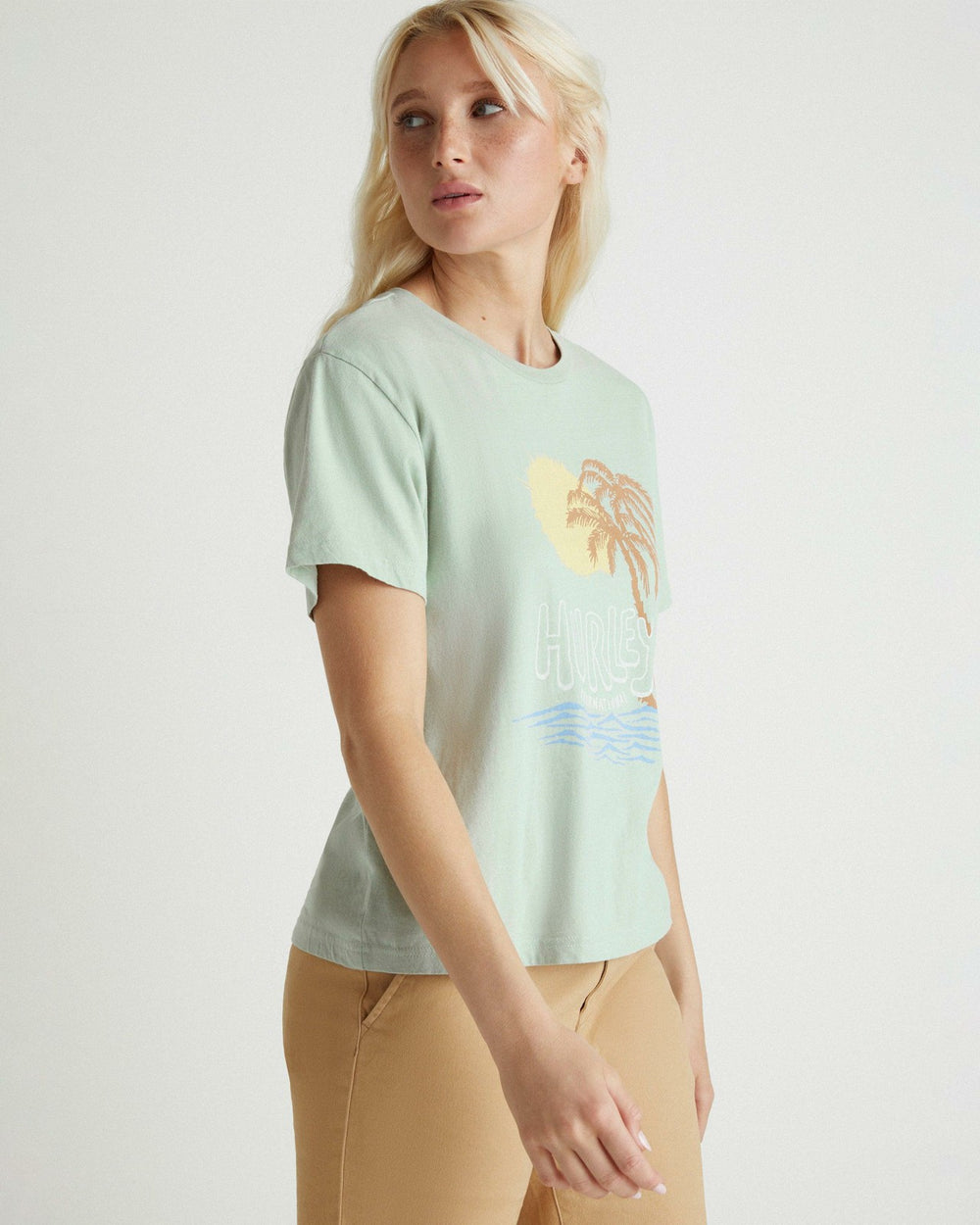 Sun Palm Classic Tee - Aqua Gray