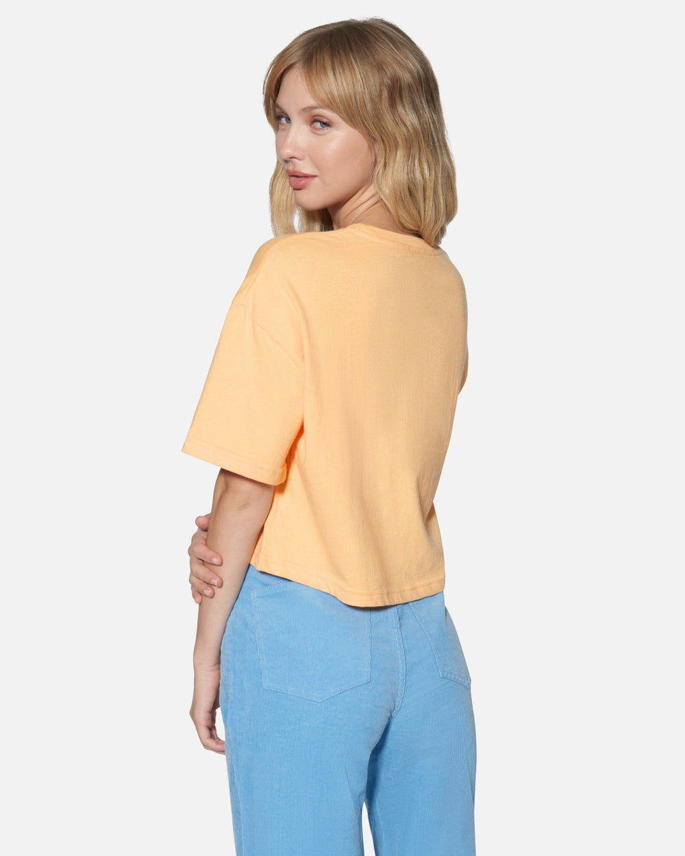 Tropication Boxy Crop Tee - Caramel Cream
