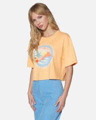 Tropication Boxy Crop Tee - Caramel Cream