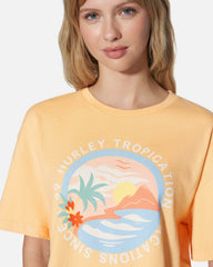 Tropication Boxy Crop Tee - Caramel Cream