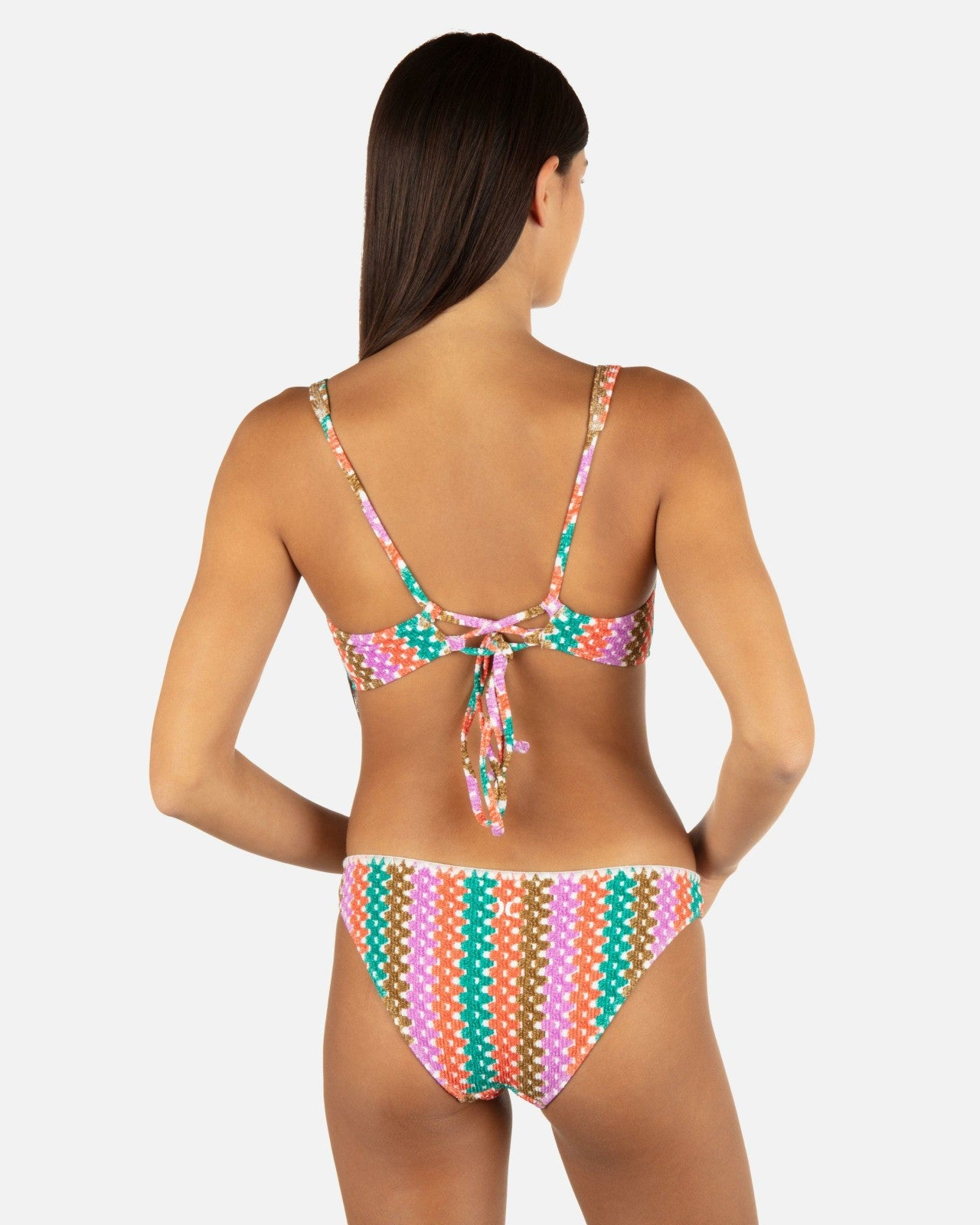 Printed Stripe Crochet Scrunch Bralette - Orchid