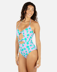 Lani Floral Cheeky Knot One Piece - Teal