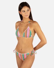 Printed Stripe Crochet Scrunch Cheeky Tie Side Bottom - Orchid