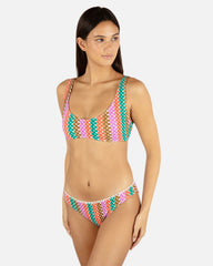 Printed Stripe Crochet Scrunch Moderate Bottom - Orchid