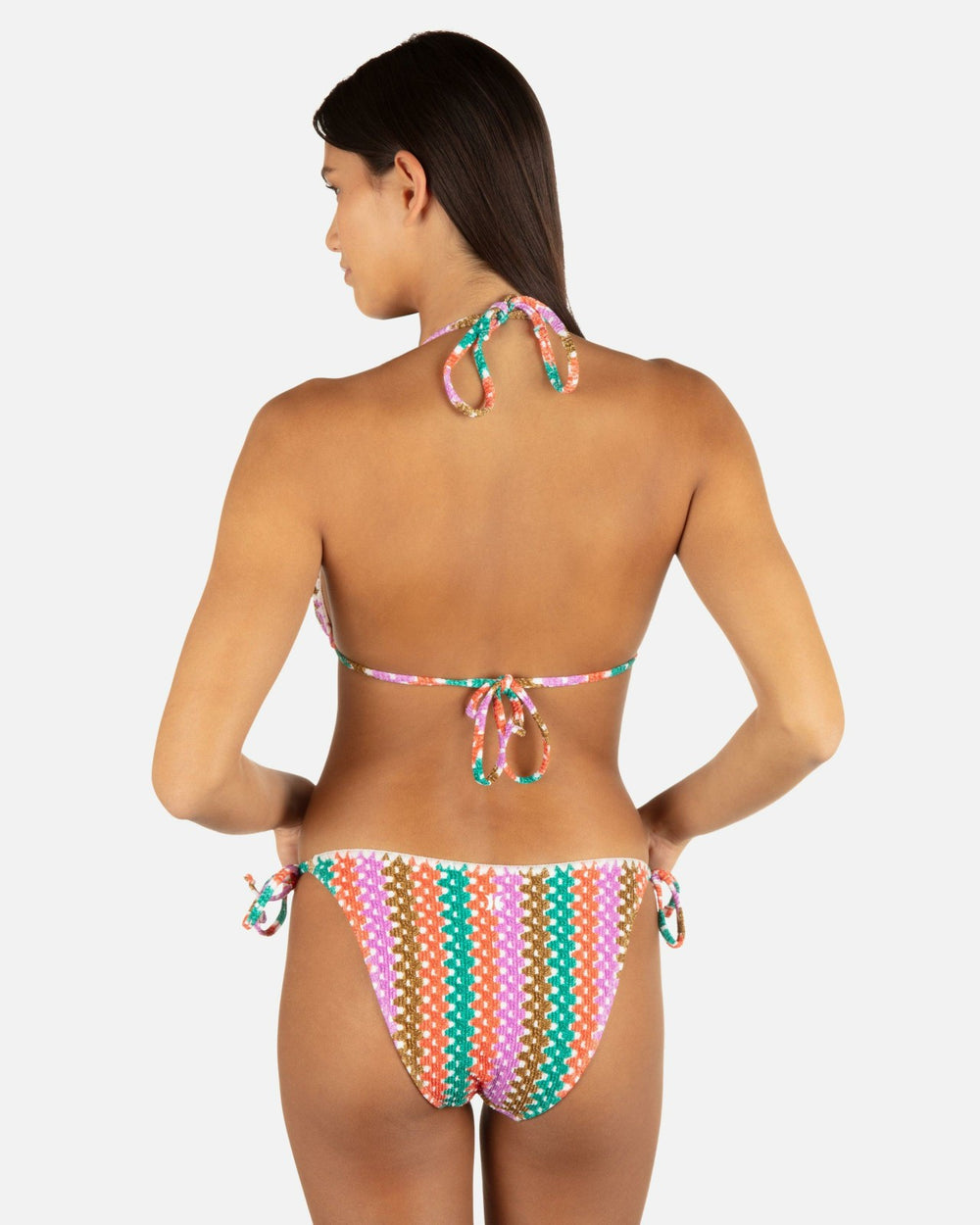 Printed Stripe Crochet Scrunch Classic Tri Top - Orchid