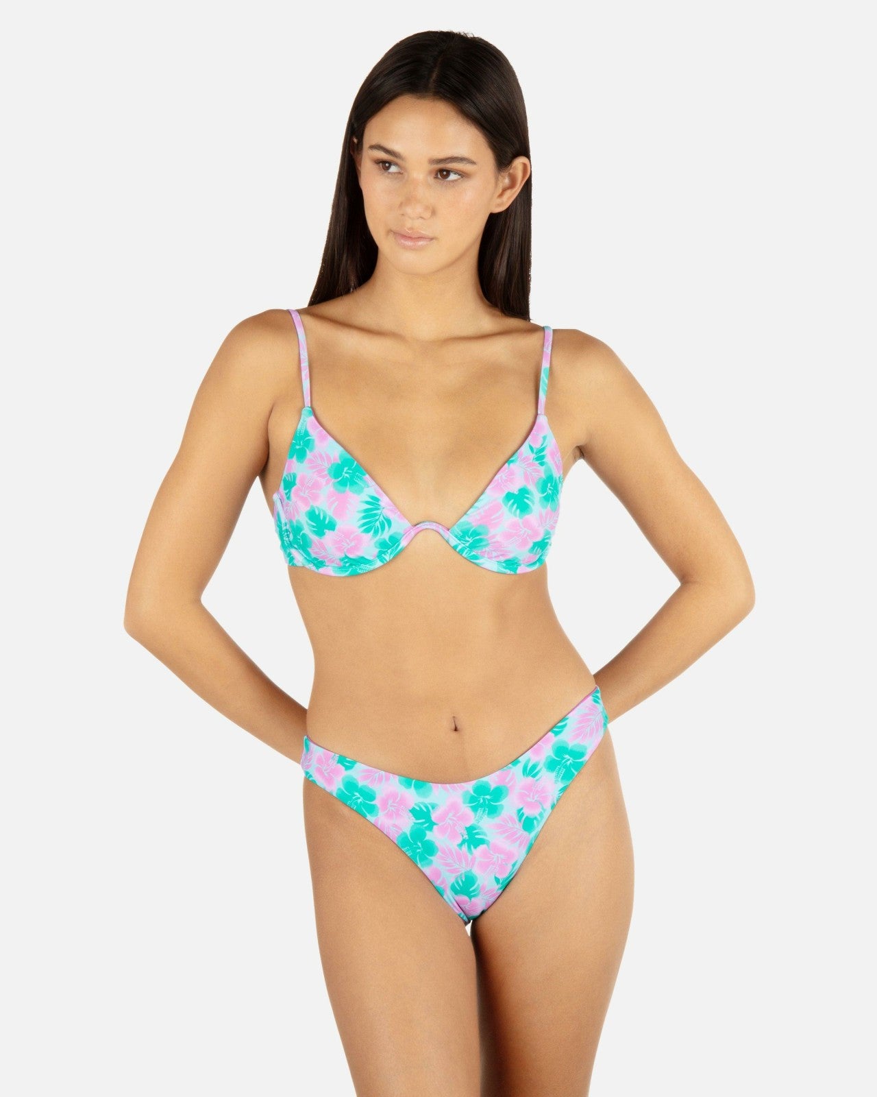 Lani Floral Underwire Bra - Teal