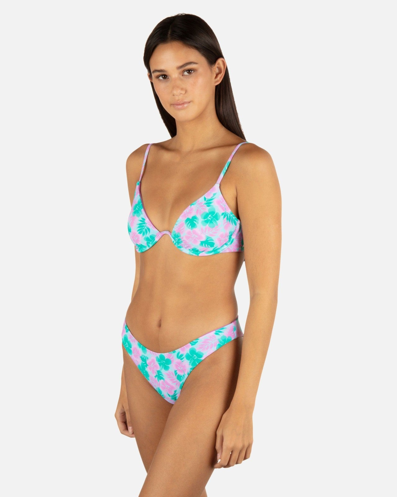 Lani Floral Underwire Bra - Teal