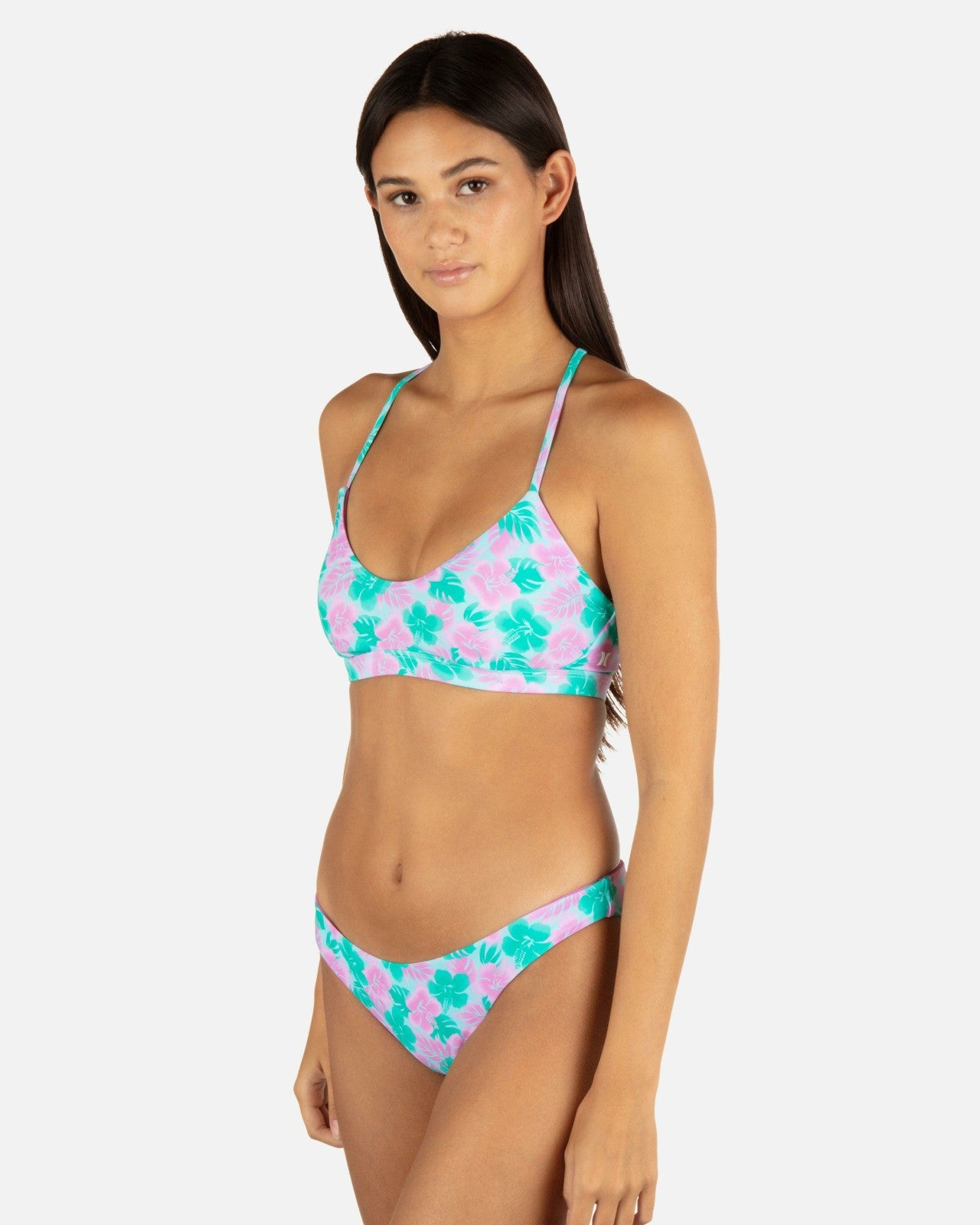 Lani Floral Adjustable Bikini Top - Teal
