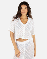 Crochet Camp Shirt - White