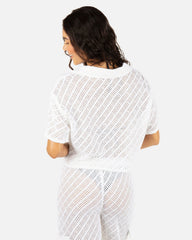 Crochet Camp Shirt - White
