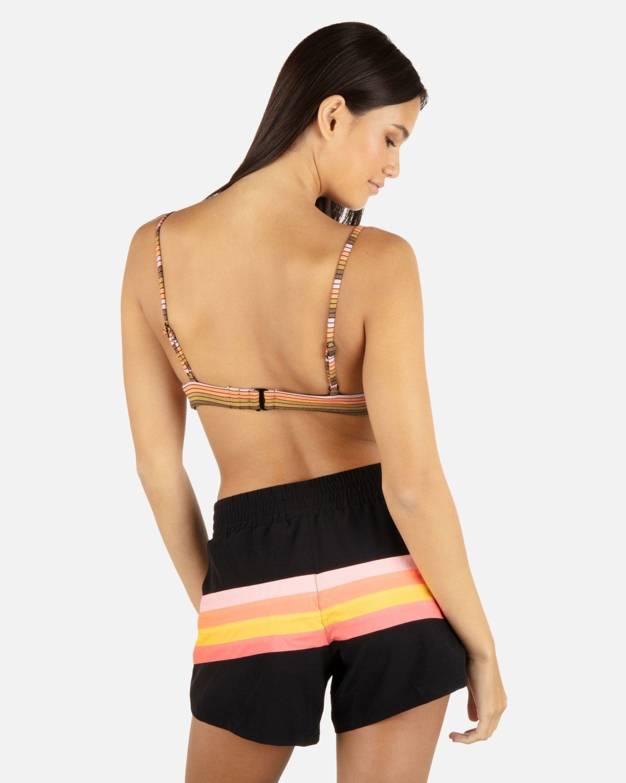 Snap Front Boardshort 3" - Black/Sunrise Pink