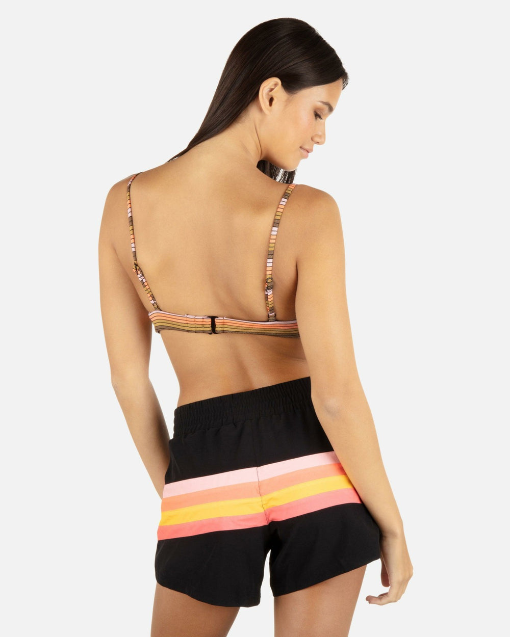Snap Front Boardshort 3" - Black/Sunrise Pink