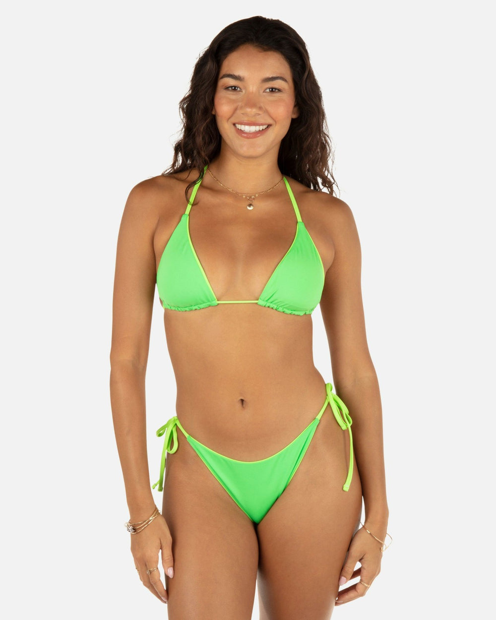 Solid Reversible Cheeky Tie Side Bottom - Key Lime/Grass Green