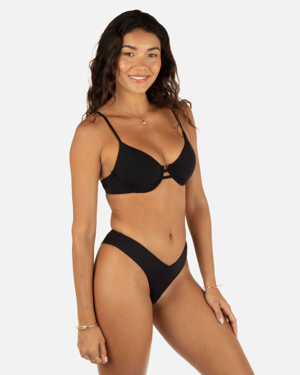 Solid Tab Underwire Bra - Black