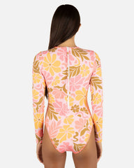 Isola Cut Out Long Sleeve Moderate Surfsuit - Coral Blossom