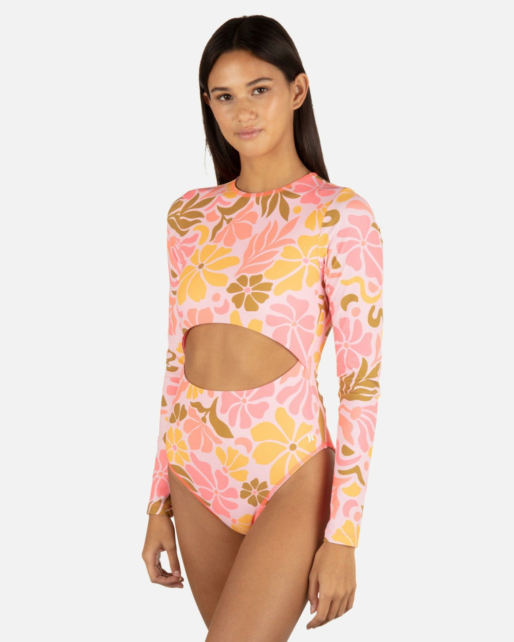 Isola Cut Out Long Sleeve Moderate Surfsuit - Coral Blossom