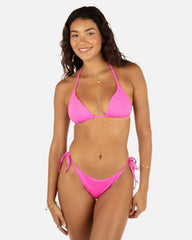 Solid Classic Triangle Bikini Top - Disco Pink/Maraschino