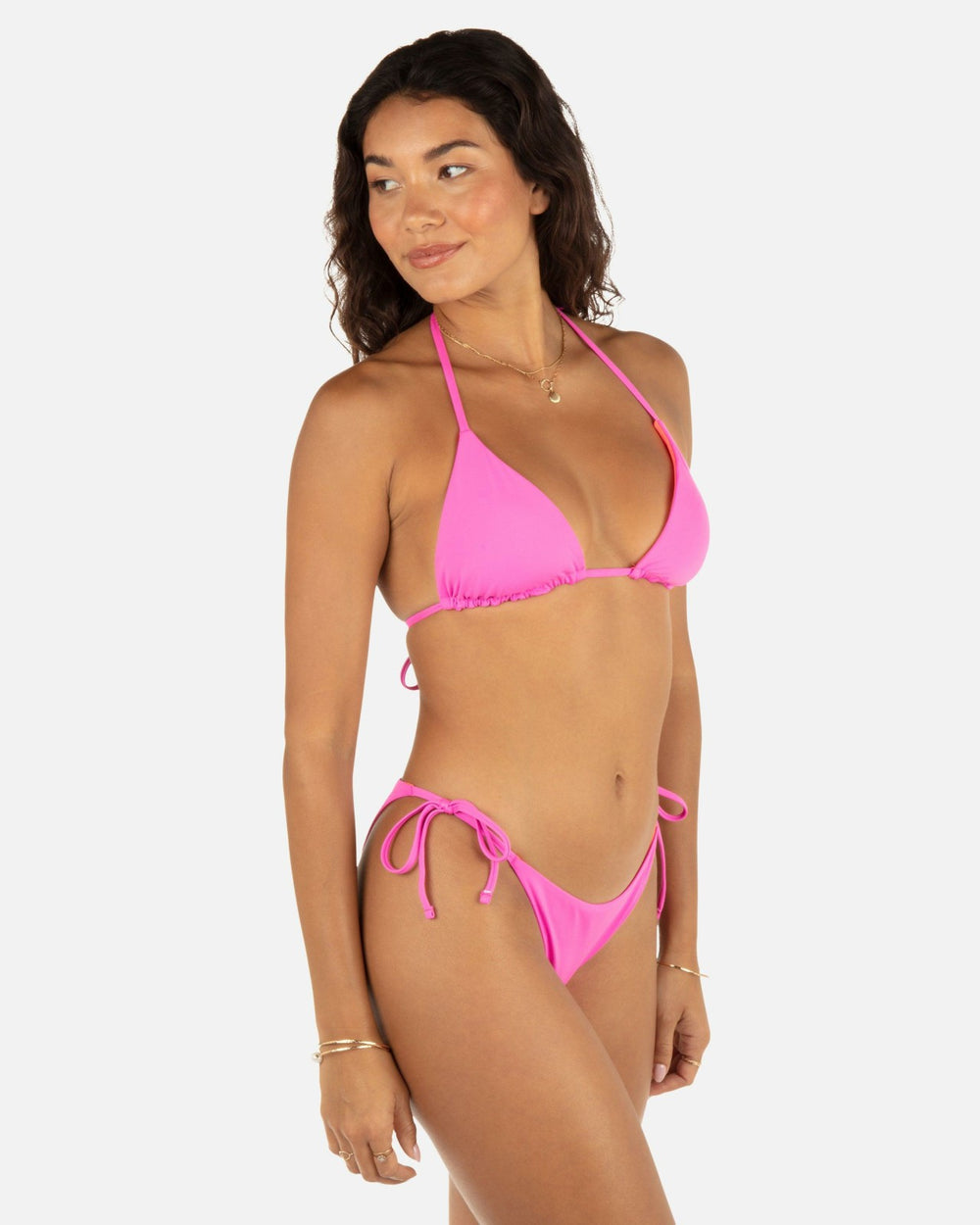 Solid Classic Triangle Bikini Top - Disco Pink/Maraschino