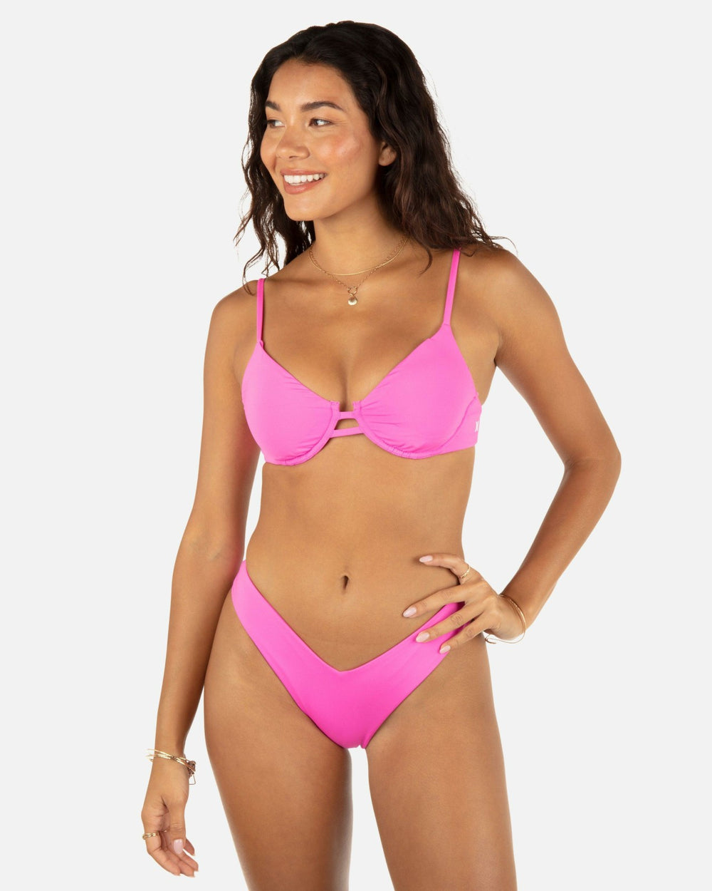 Solid Tab Underwire Bra - Disco Pink