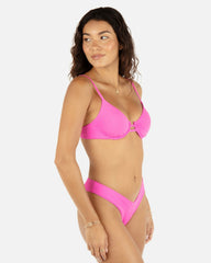 Solid Tab Underwire Bra - Disco Pink