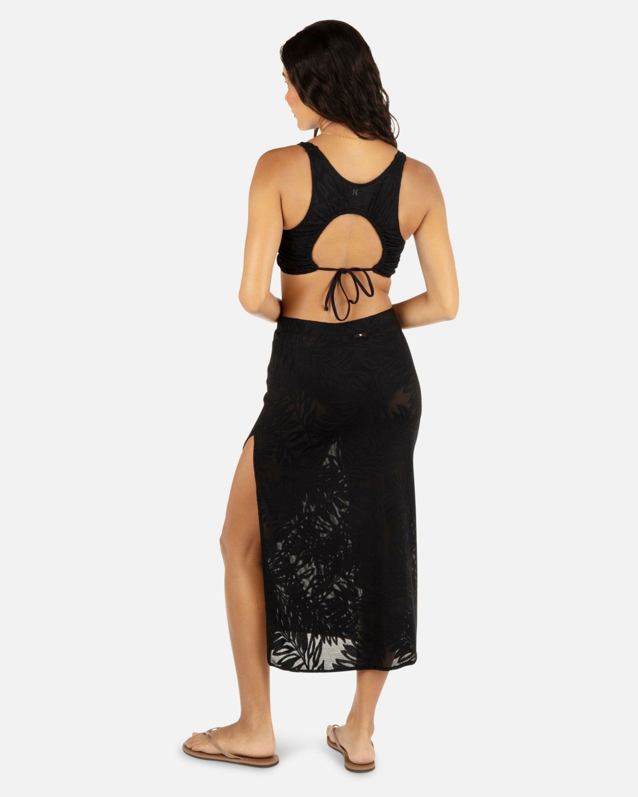 Ulu Leaf Midi Skirt - Black