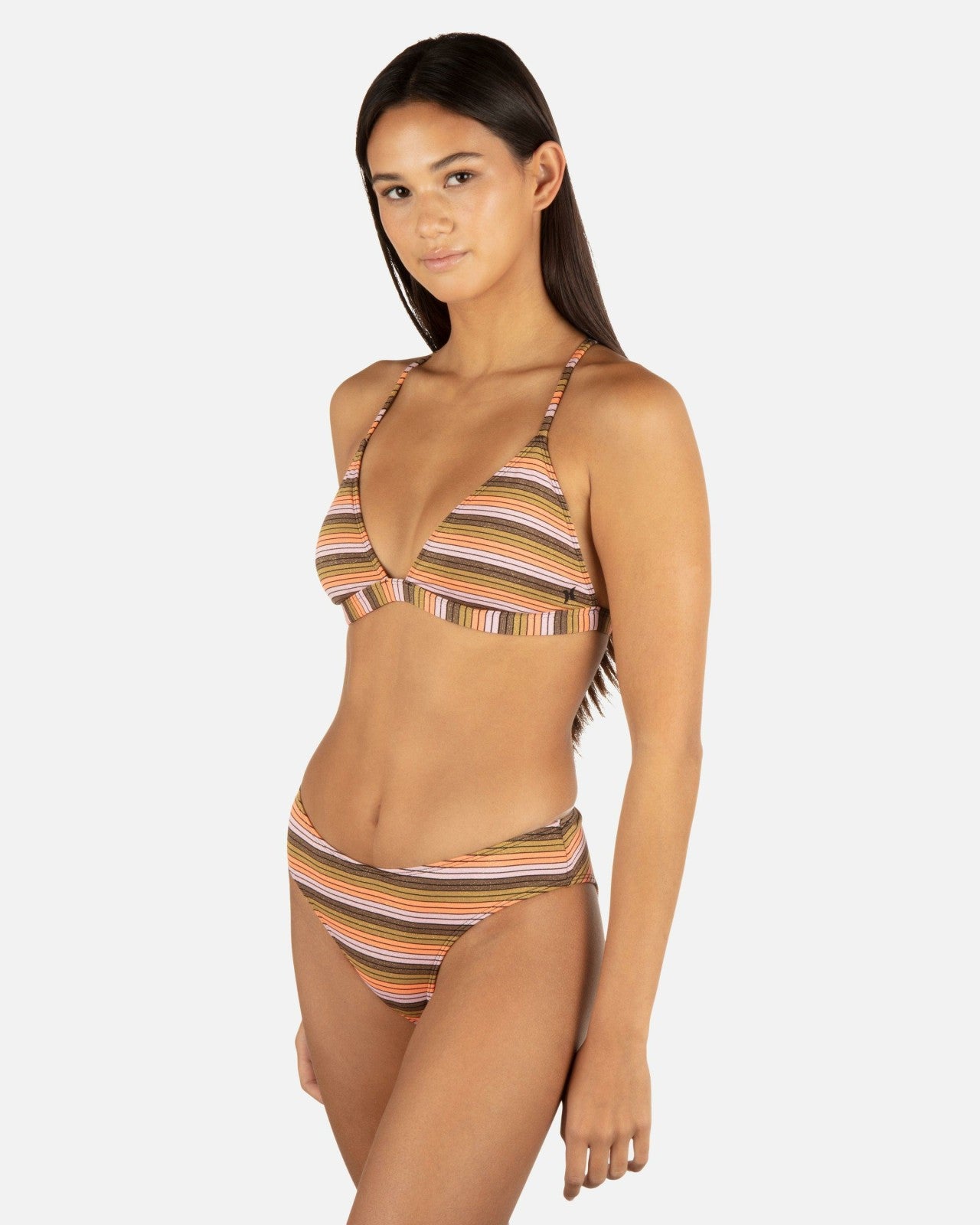 Sunset Shine Stripe Adjustable Banded Tri Top - Sunrise Pink