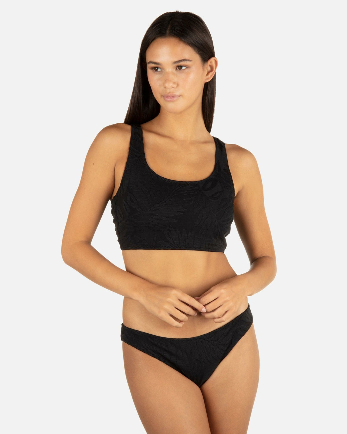 Ulu Leaf Tie Back Top - Black
