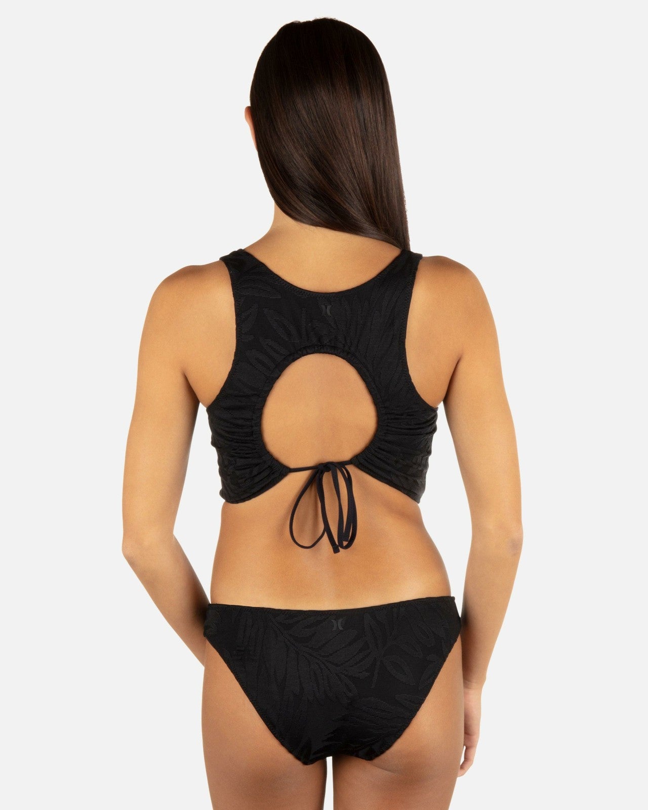 Ulu Leaf Tie Back Top - Black