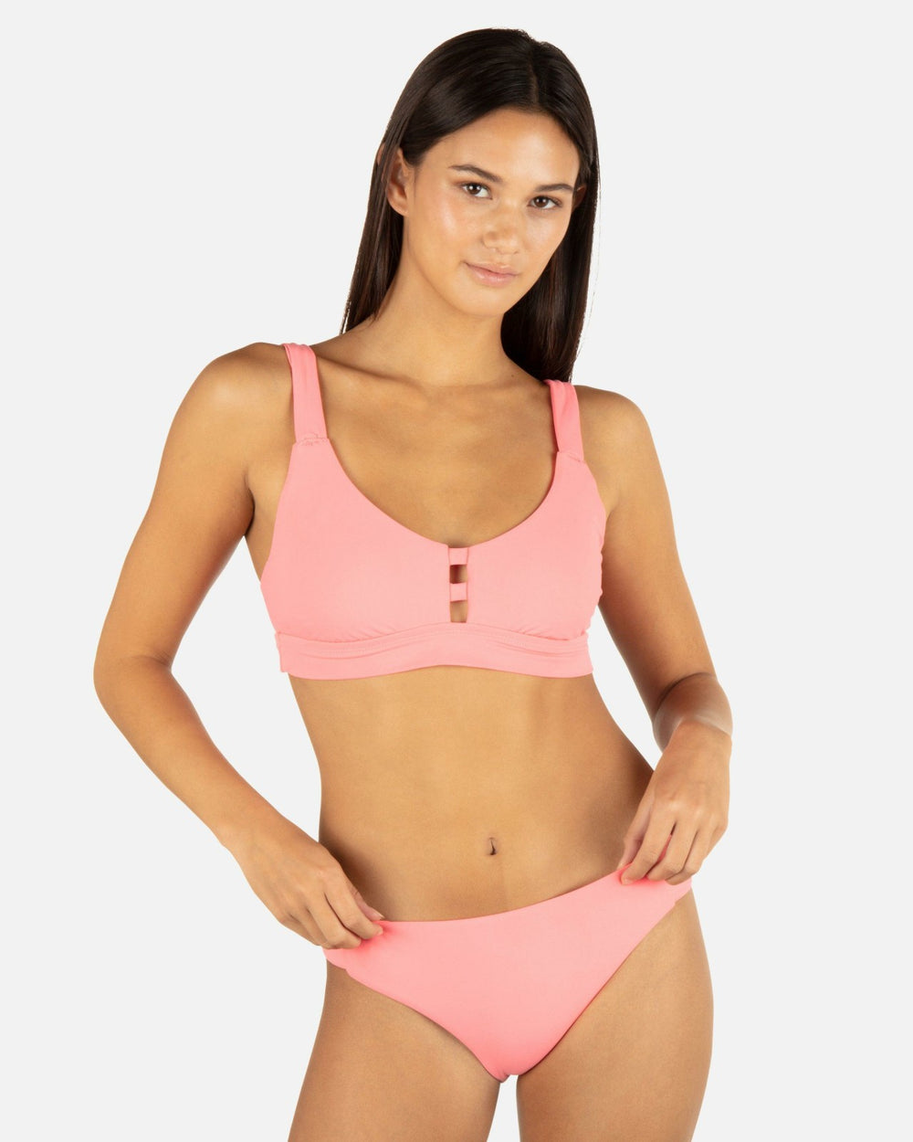 Max Solid Tab Scoop Top - Coral Blossom