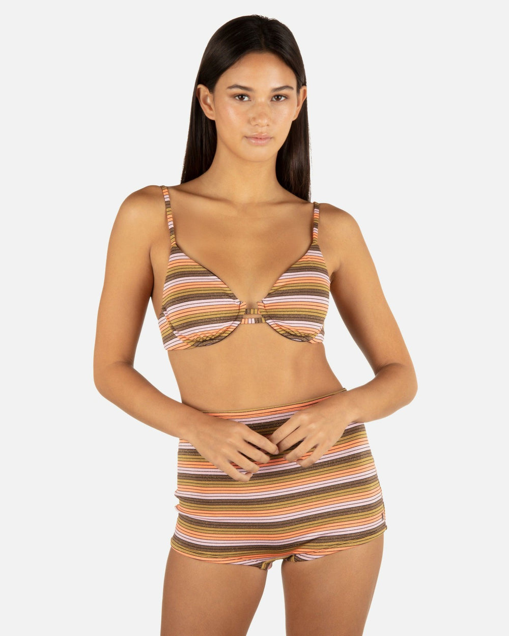Sunset Shine Stripe Tab Underwire Bra - Sunrise Pink