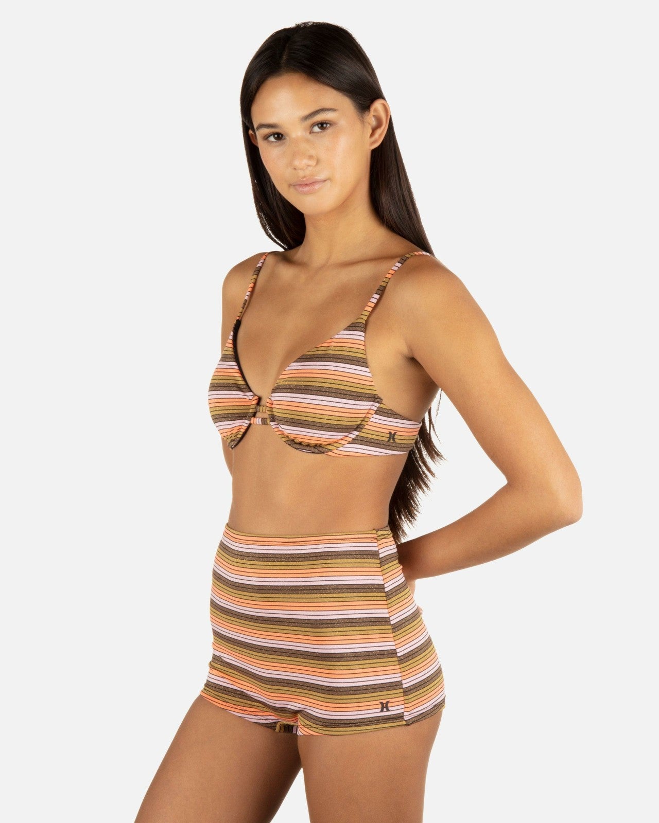 Sunset Shine Stripe Tab Underwire Bra - Sunrise Pink