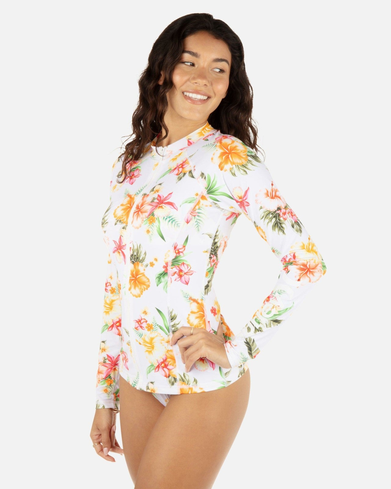 Malia Zip Front Rashguard - White