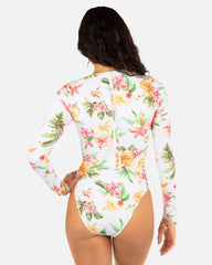 Malia Long Sleeve Zip Back Moderate Surf Suit - White