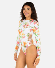 Malia Long Sleeve Zip Back Moderate Surf Suit - White