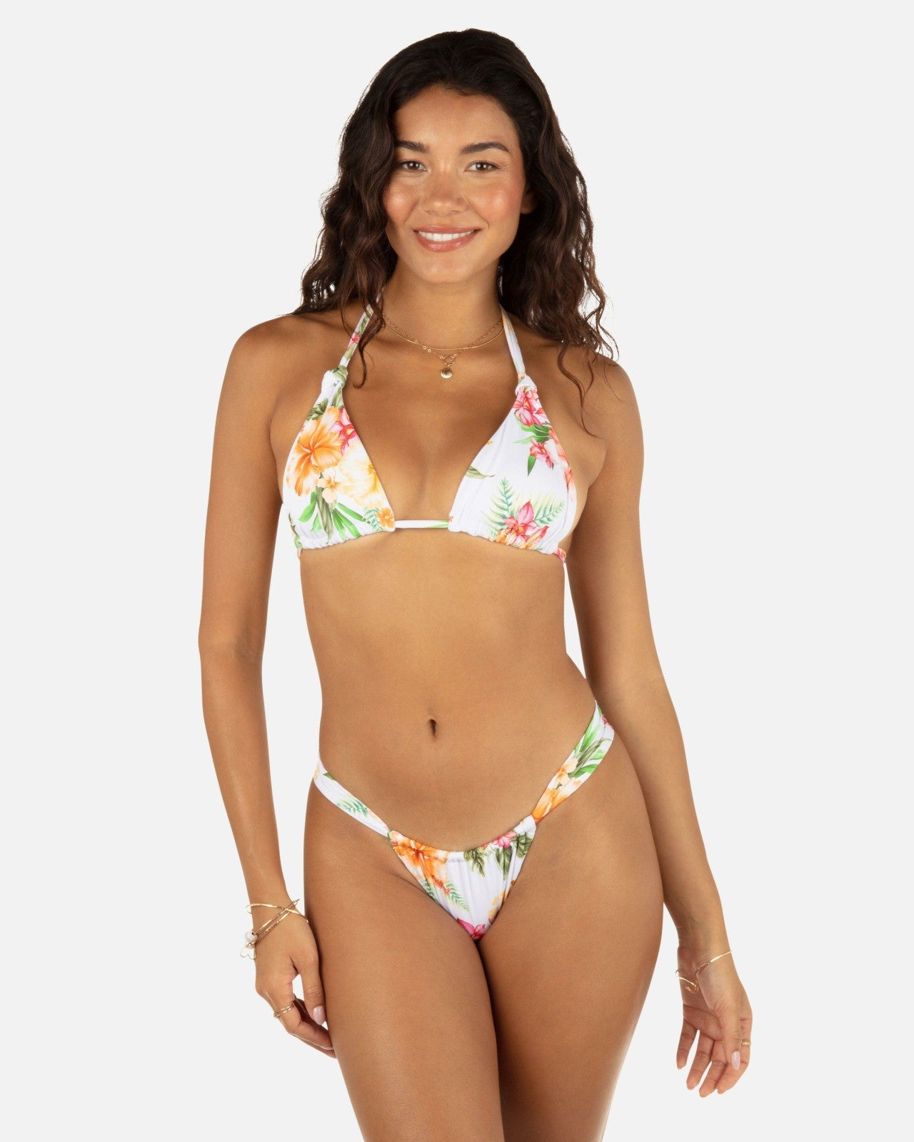 Malia Soft Tie Tri Bikini Top - White