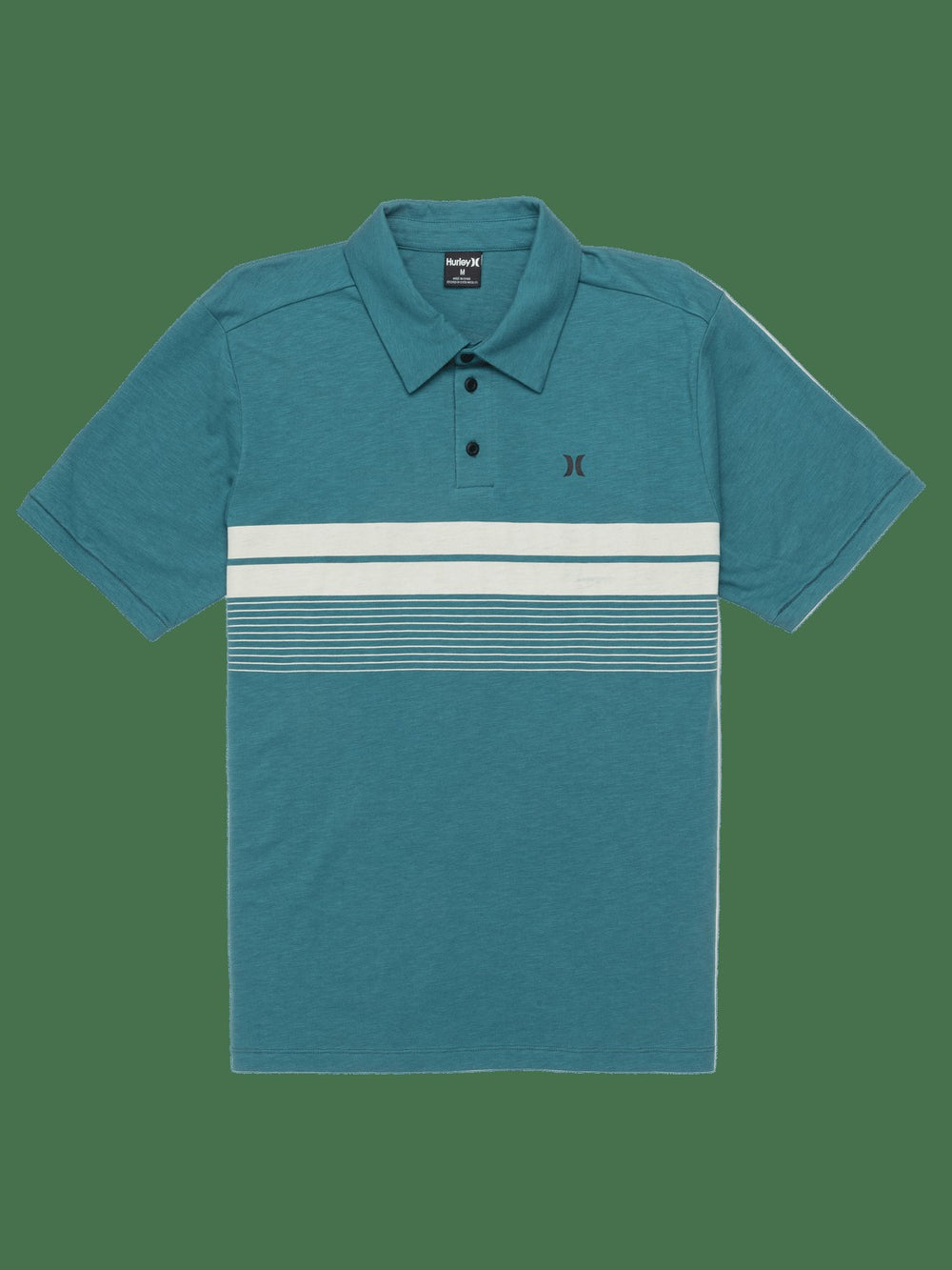 Printed Stripe Slub Polo Short Sleeve - Deep Emerald