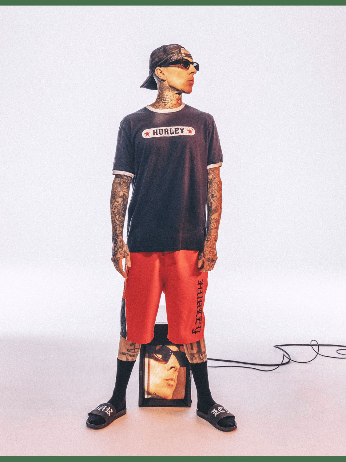 Hurley x Travis Barker Blink Ringer Short Sleeve Tee - Blue