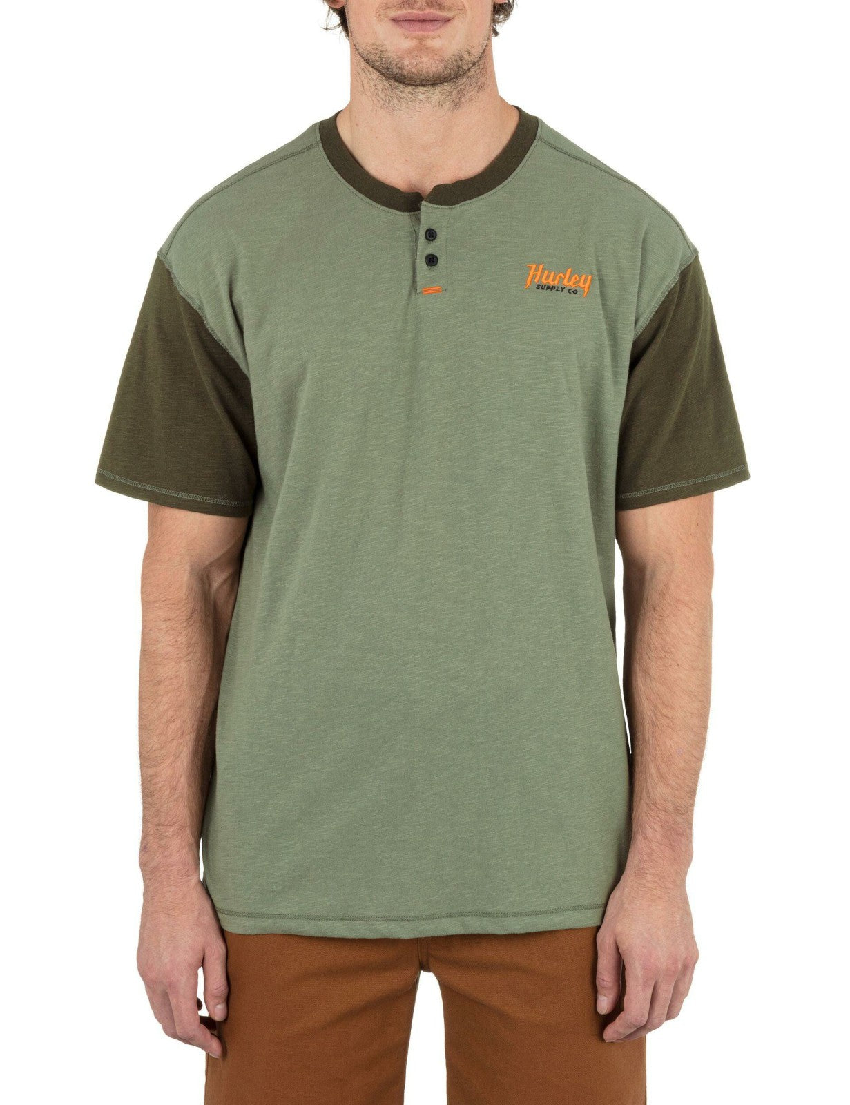 Merchant Short Sleeve Henley - Army