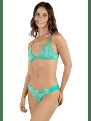Crimp Stripe Side Tab Cheeky Bikini Bottom - Opal