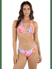 Island Floral Convertible Halter Bikini Top - Coconut