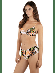 Atrium Tropical Banded Triangle Bikini Top - Black