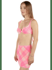 Ombre Plaid Mini Skirt - Coral Blossom