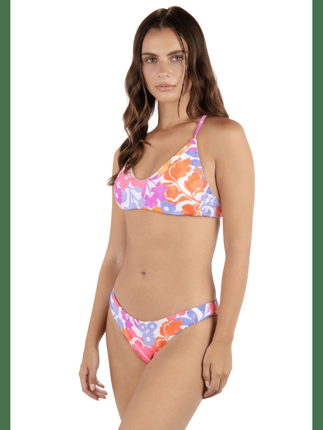 Island Floral Crossback Bikini Top - Coconut