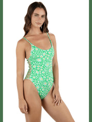 Pop Blooms Moderate One Piece Swimsuit - Grass